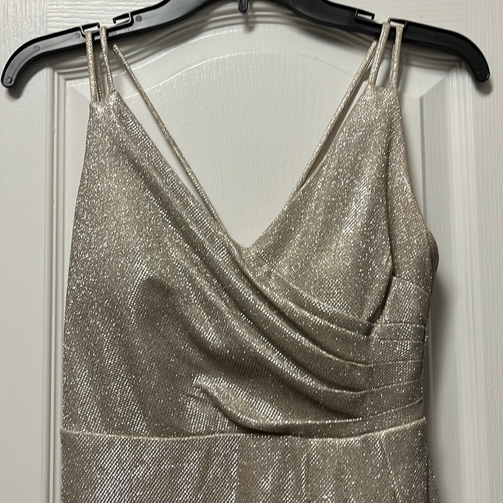 Bridesmaid dress nude with silve